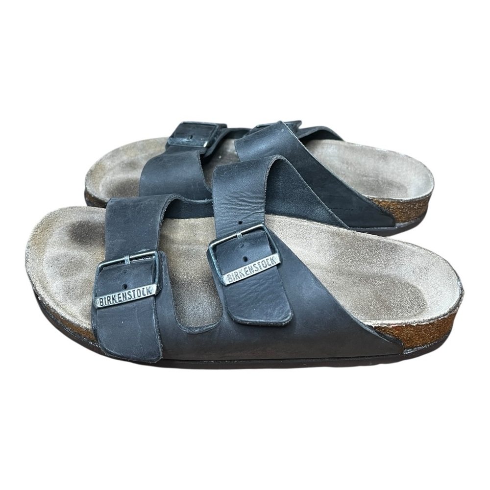 Birkenstock Arizona Soft Footbed Black Oiled Nubuck Leather Sandals Slip On 39